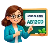Teacher showing a school code