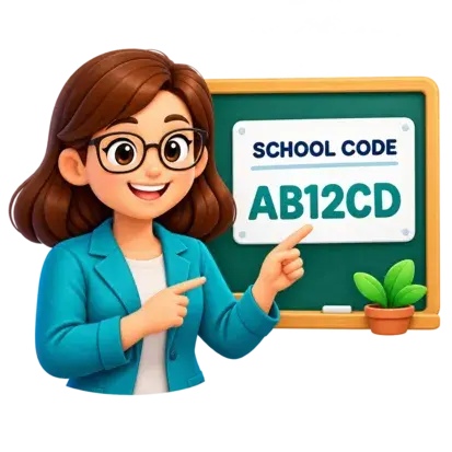 Teacher showing a school code
