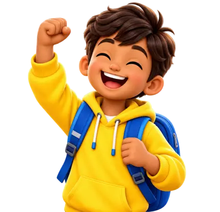 A cheerful student encouraging you to keep learning
