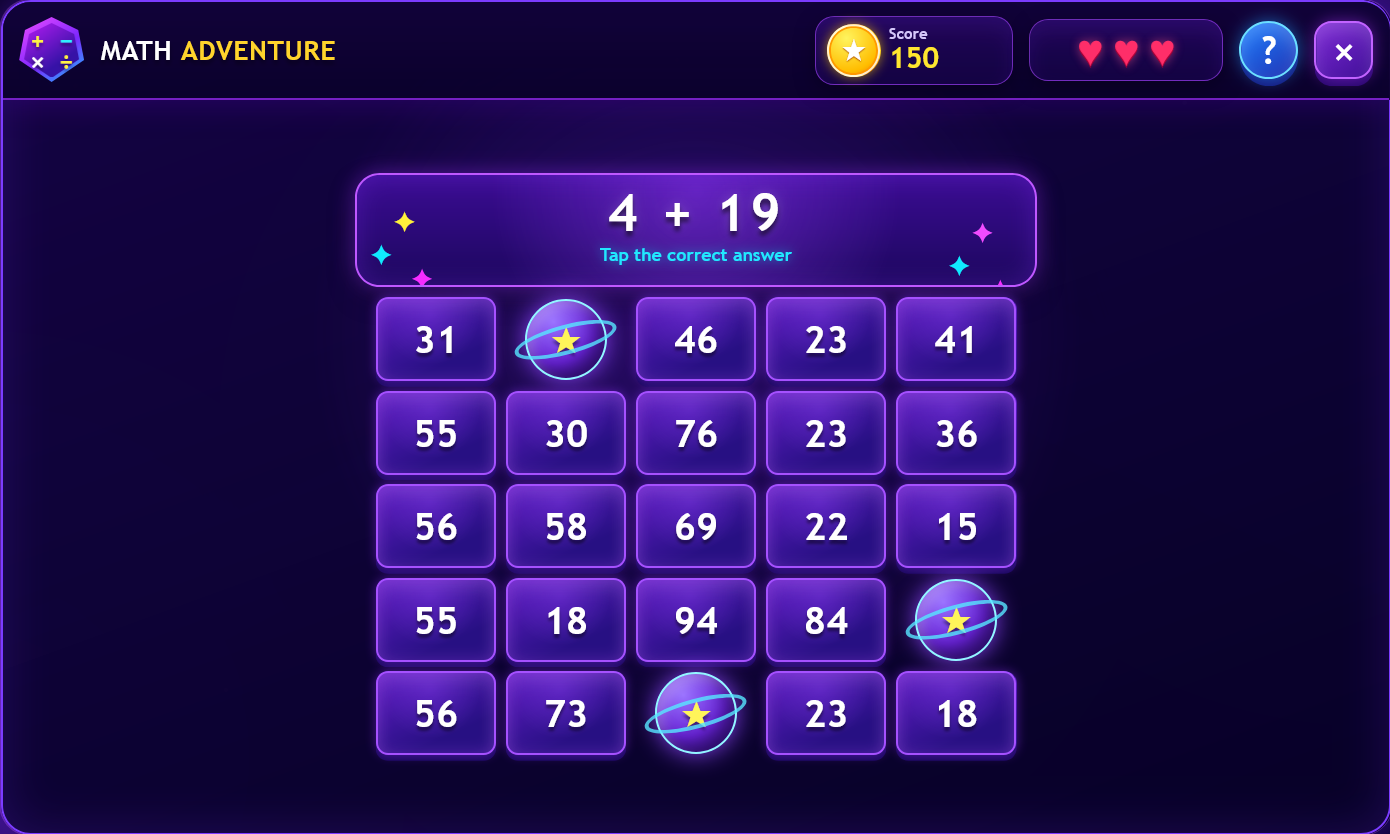Equation Nums game(bingo) - Addition