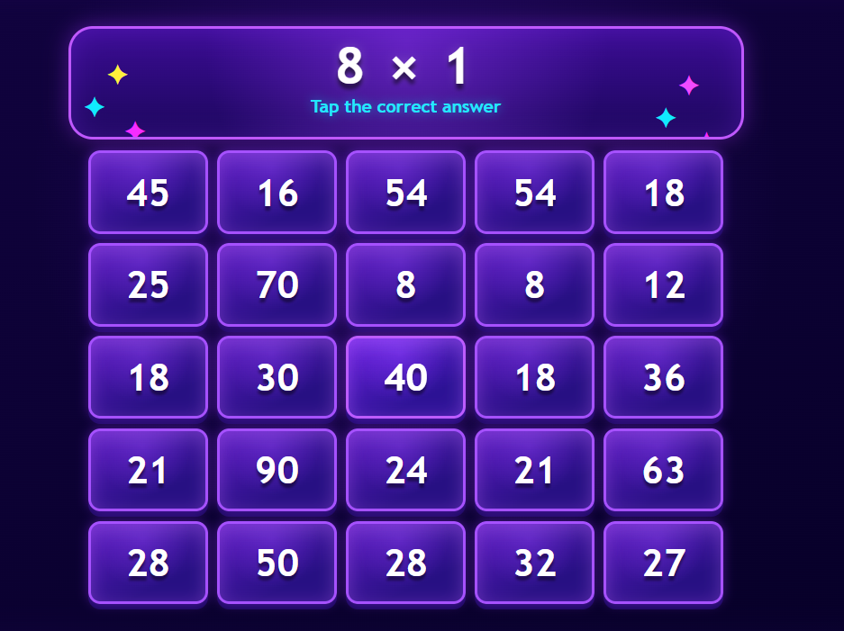 Equation Nums Game(bingo) - Multiplication