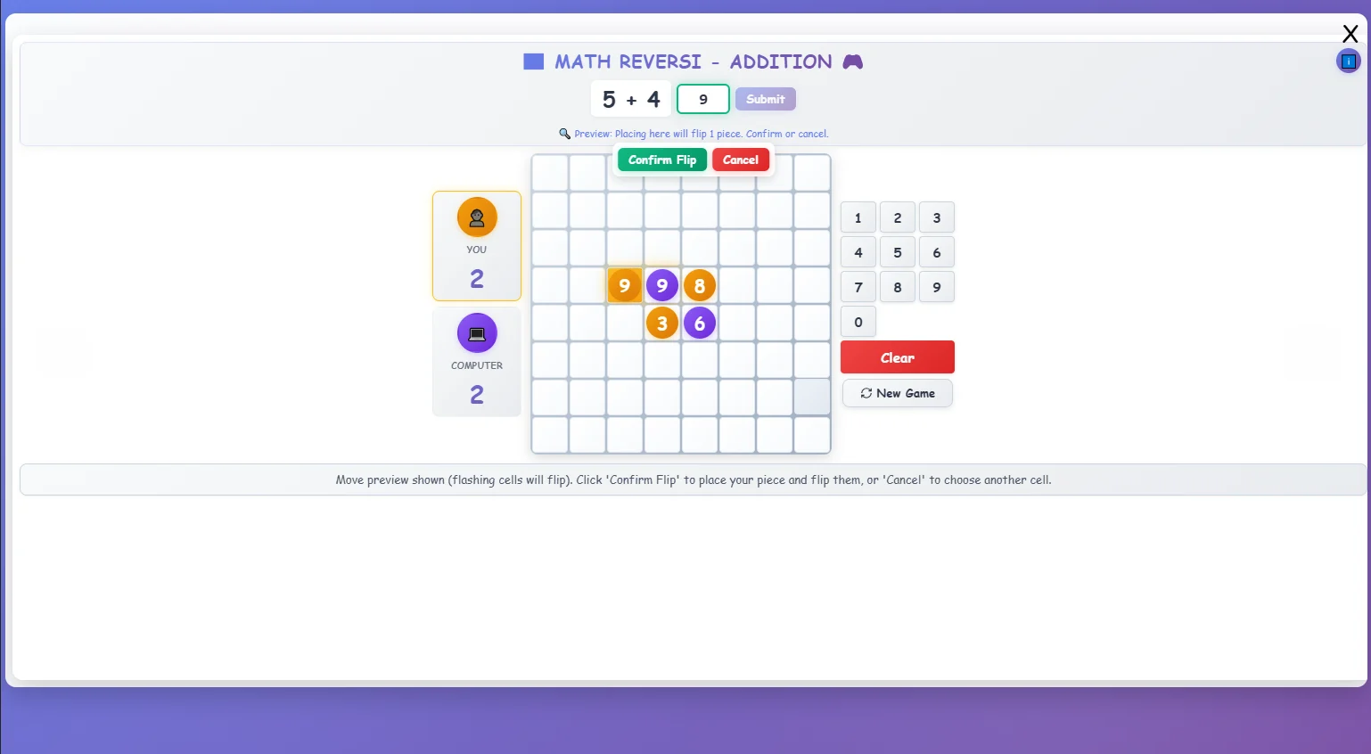 Number Flip Arena - Addition