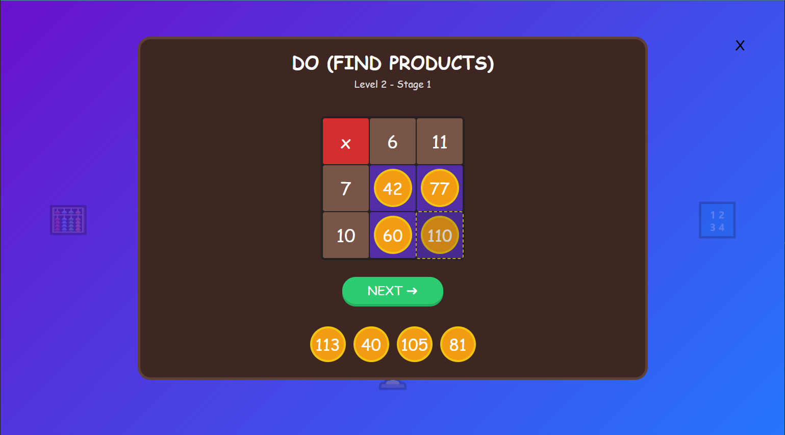 Addition Game DO-UNDO level 2