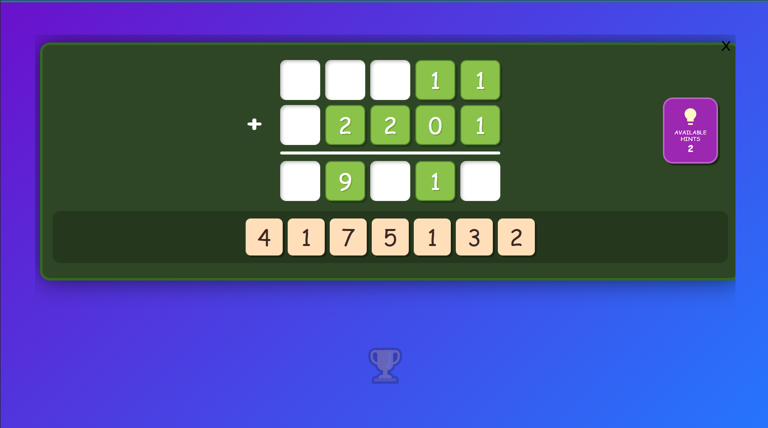 Addition drag Numbers level 5