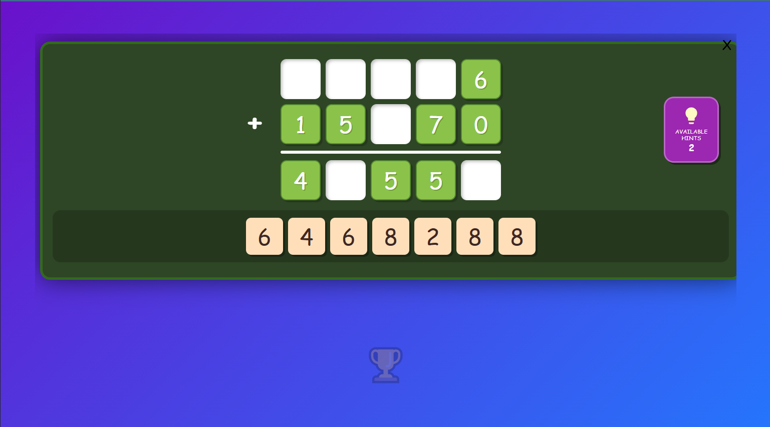 Addition drag Numbers level 6