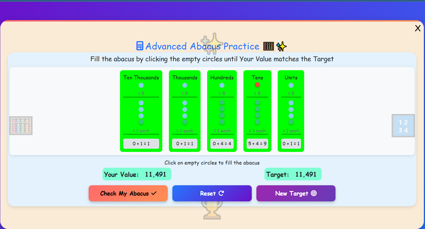 Abacus Recognize Numbers Level-2 Activity