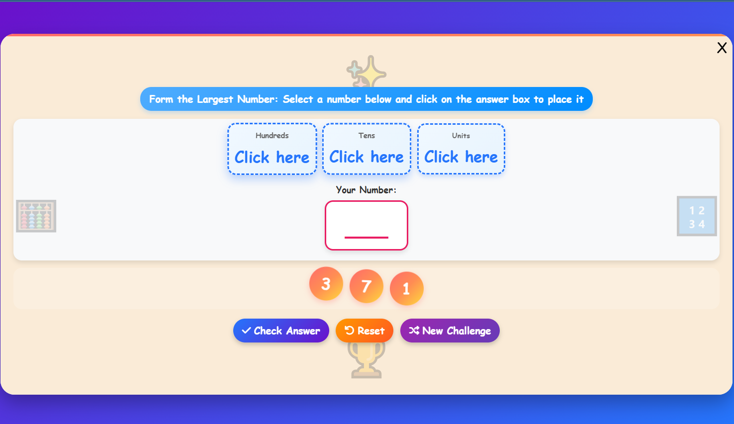 Formation of Numbers Challenge
