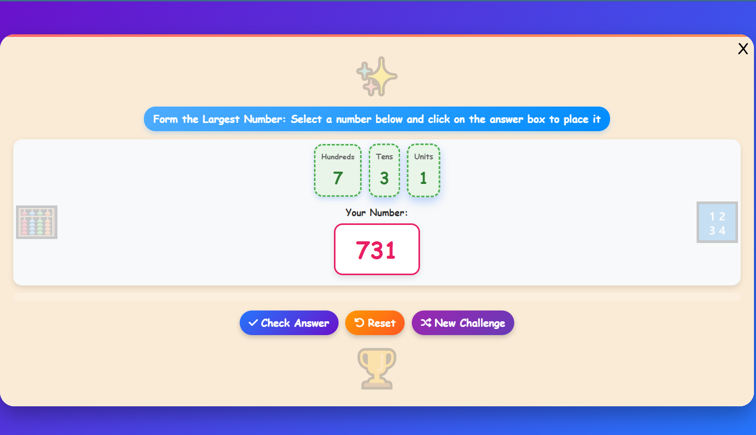 Formation of Numbers Challenge