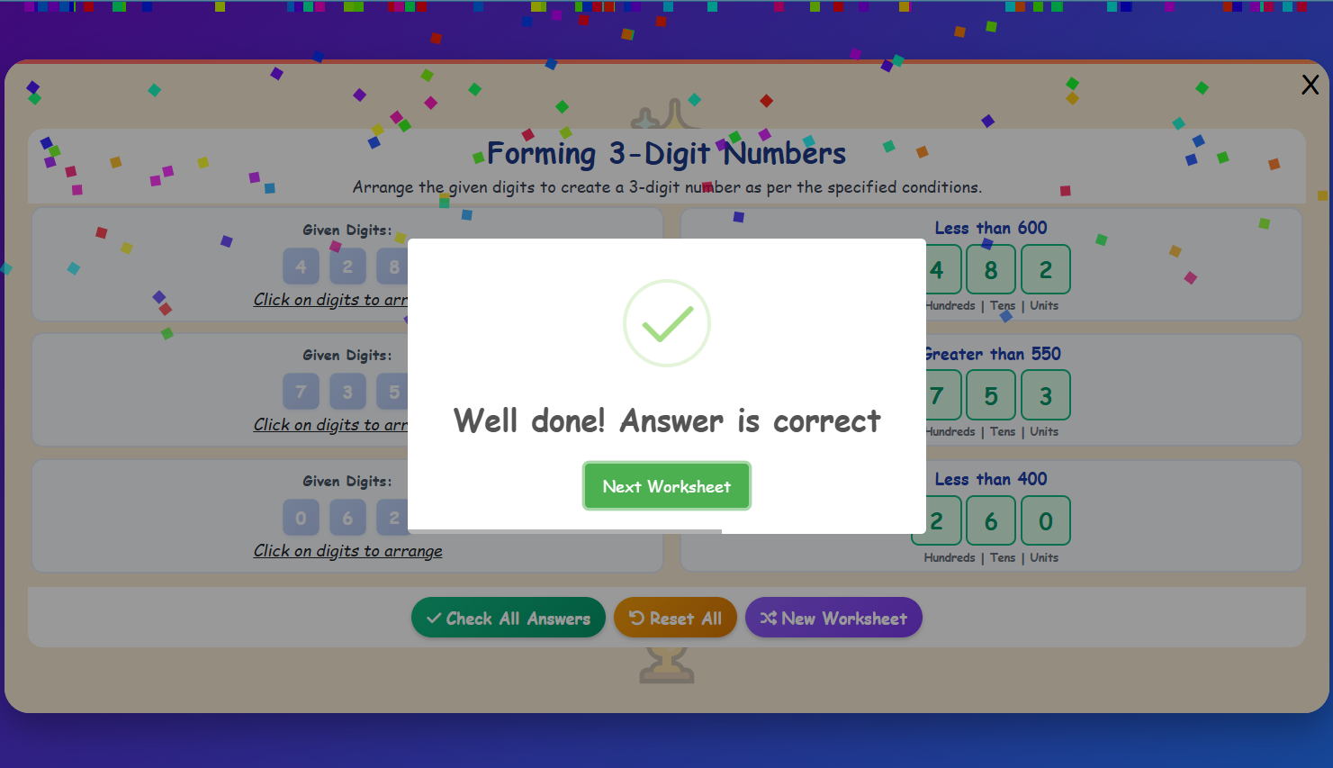 Forming 3 Digit Challenge