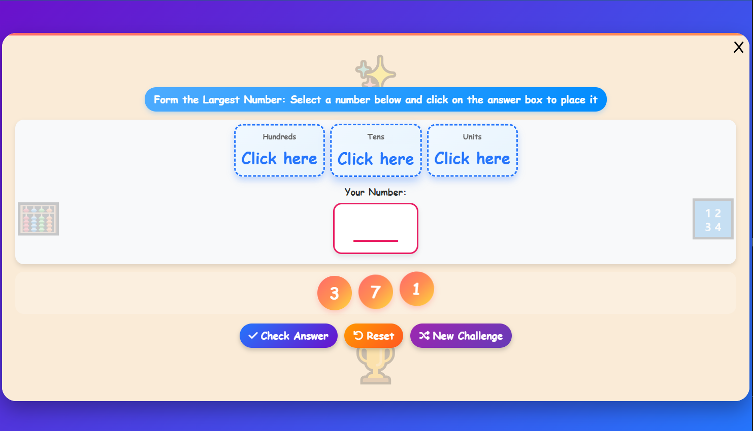Formation of Numbers Challenge