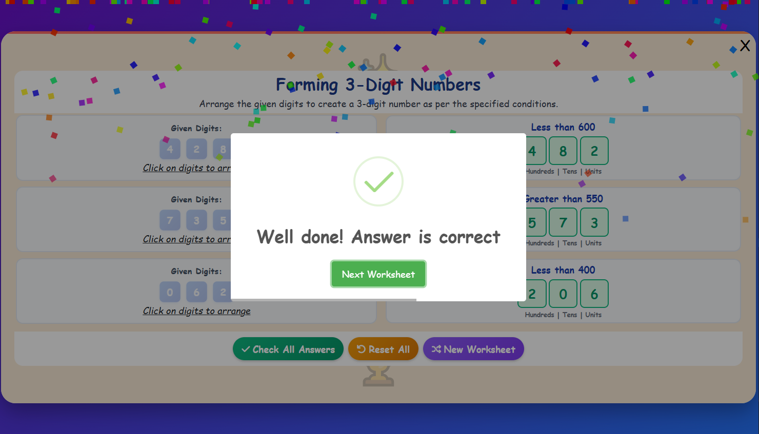 Forming 3 Digit Challenge