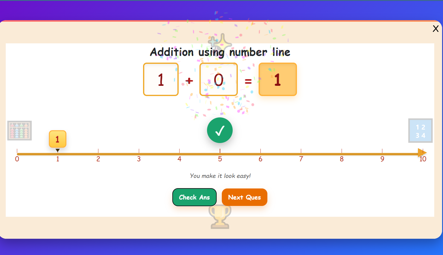Addition using number line