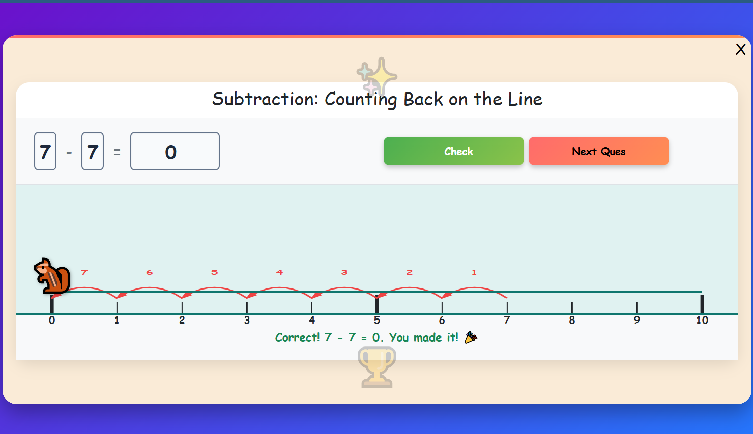 Subtraction: Counting Back on the Line