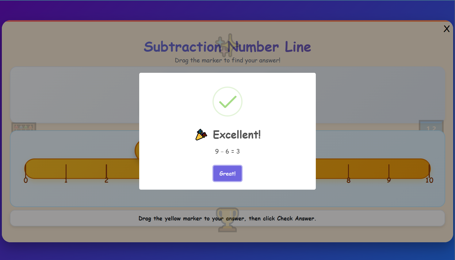 Subtraction using number line
