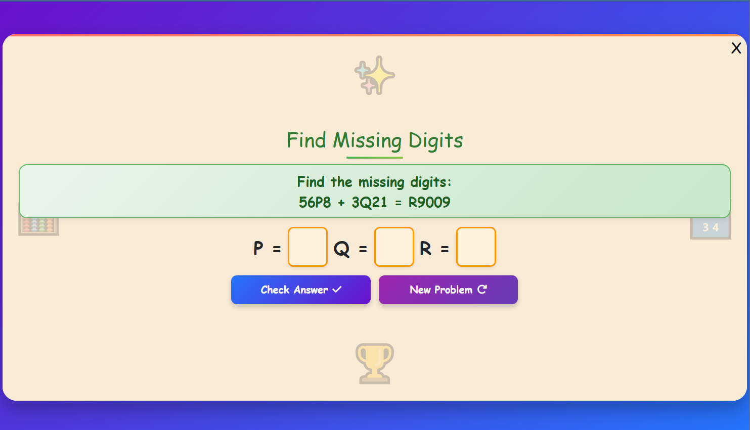 Missing Digits Practice