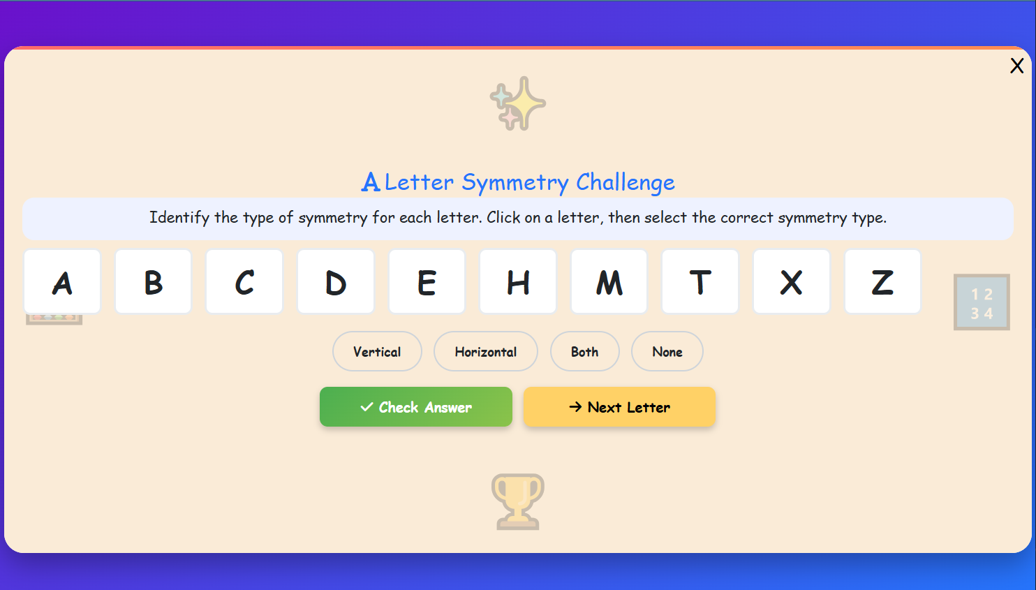 Letter Symmetry Challenge