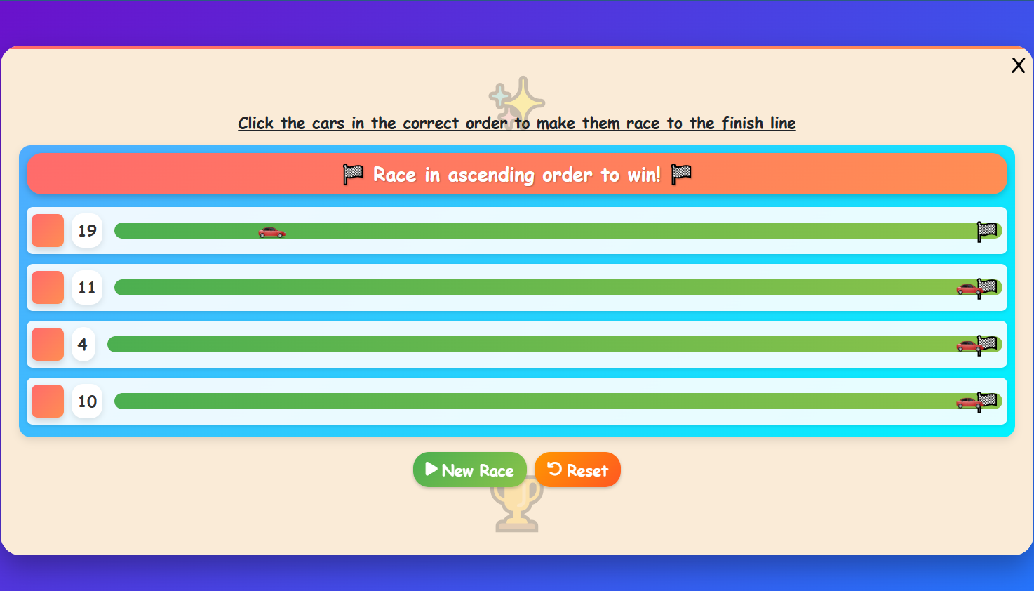 Number Race Challenge