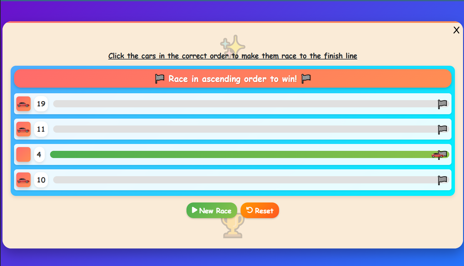 Number Race Challenge