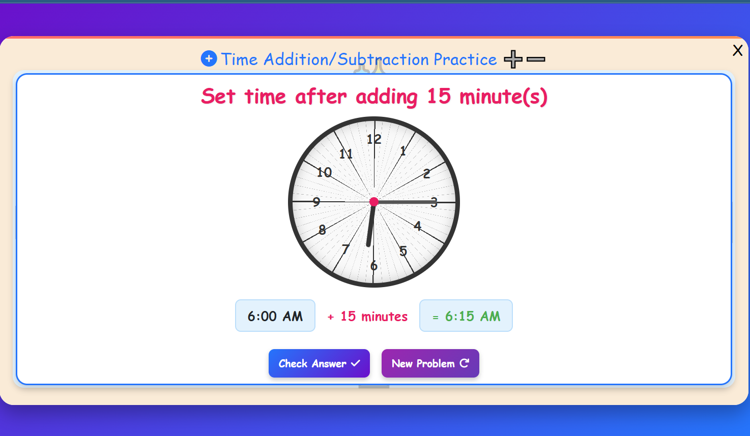 Time Addition/Subtraction Practice