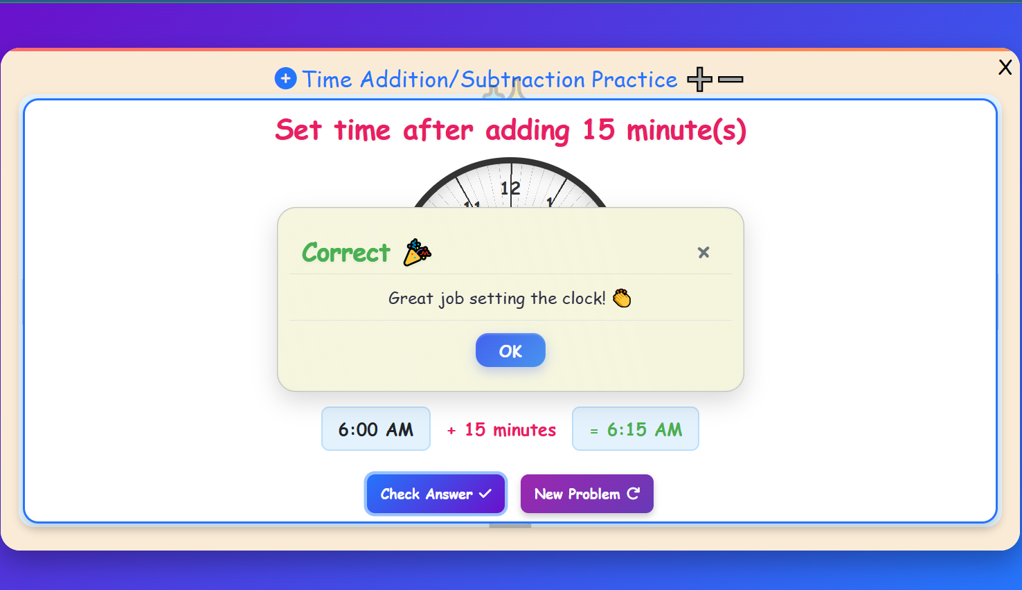 Time Addition/Subtraction Practice