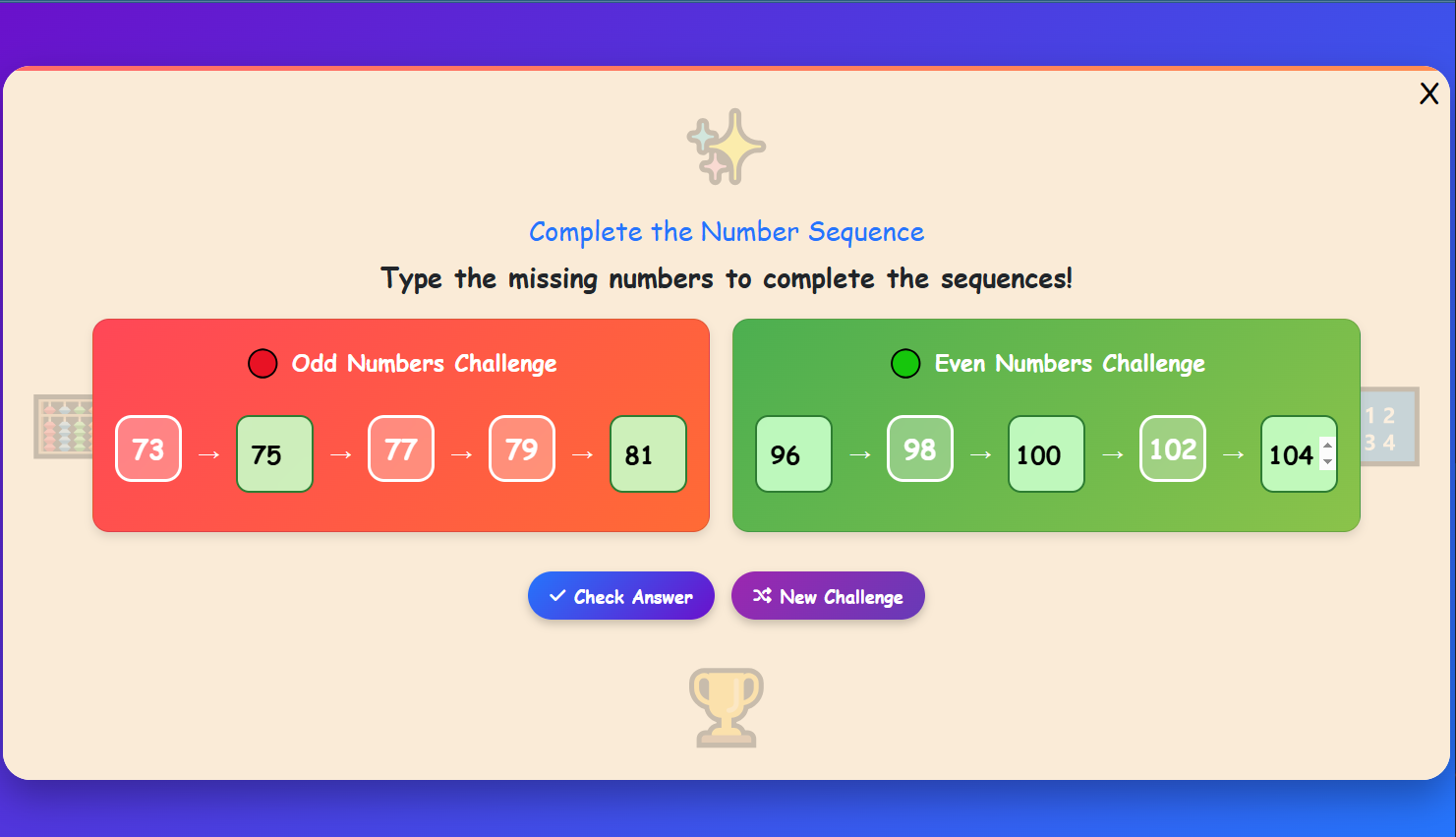 Complete the Number Sequence