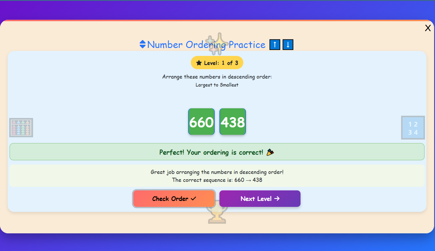Number Ordering Practice