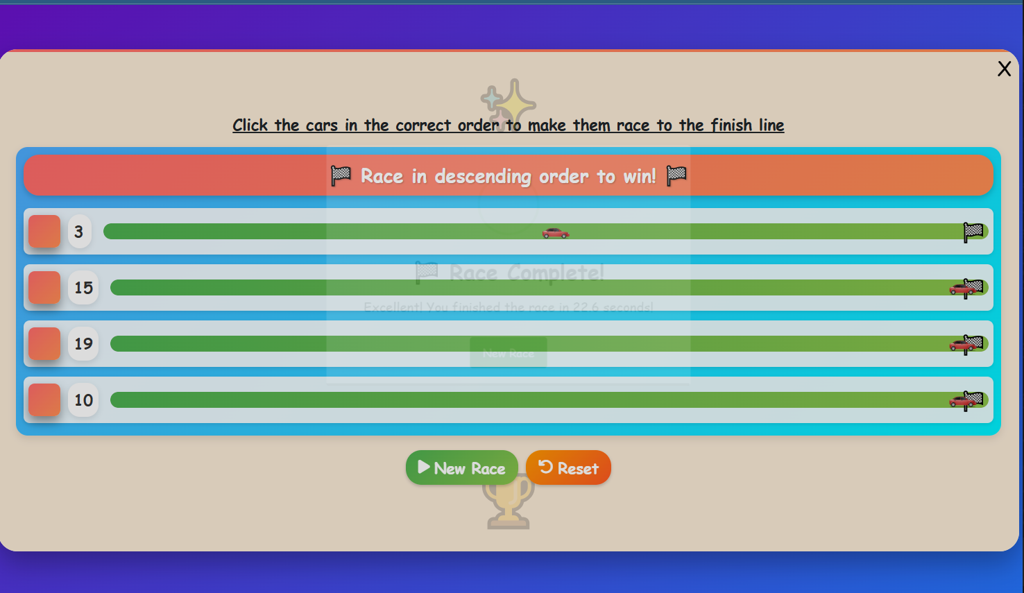 Number Race Challenge