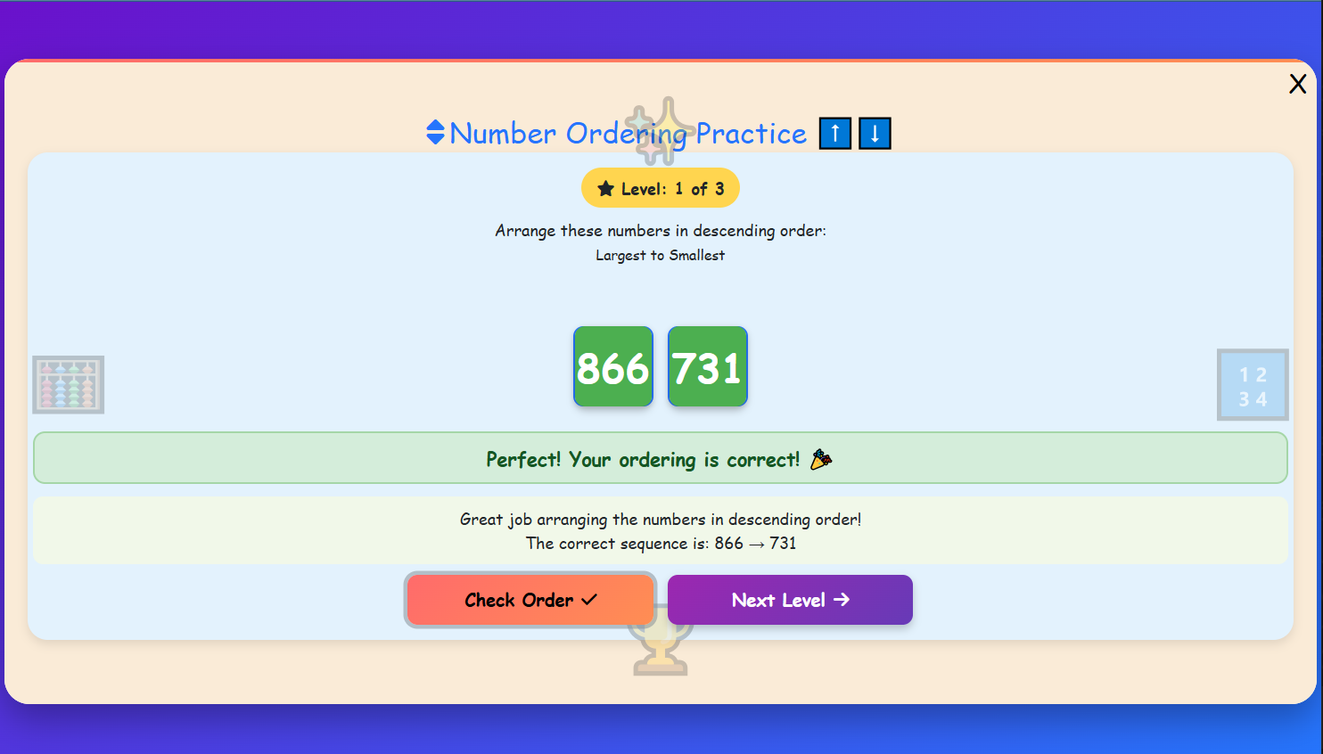 Number Ordering Practice