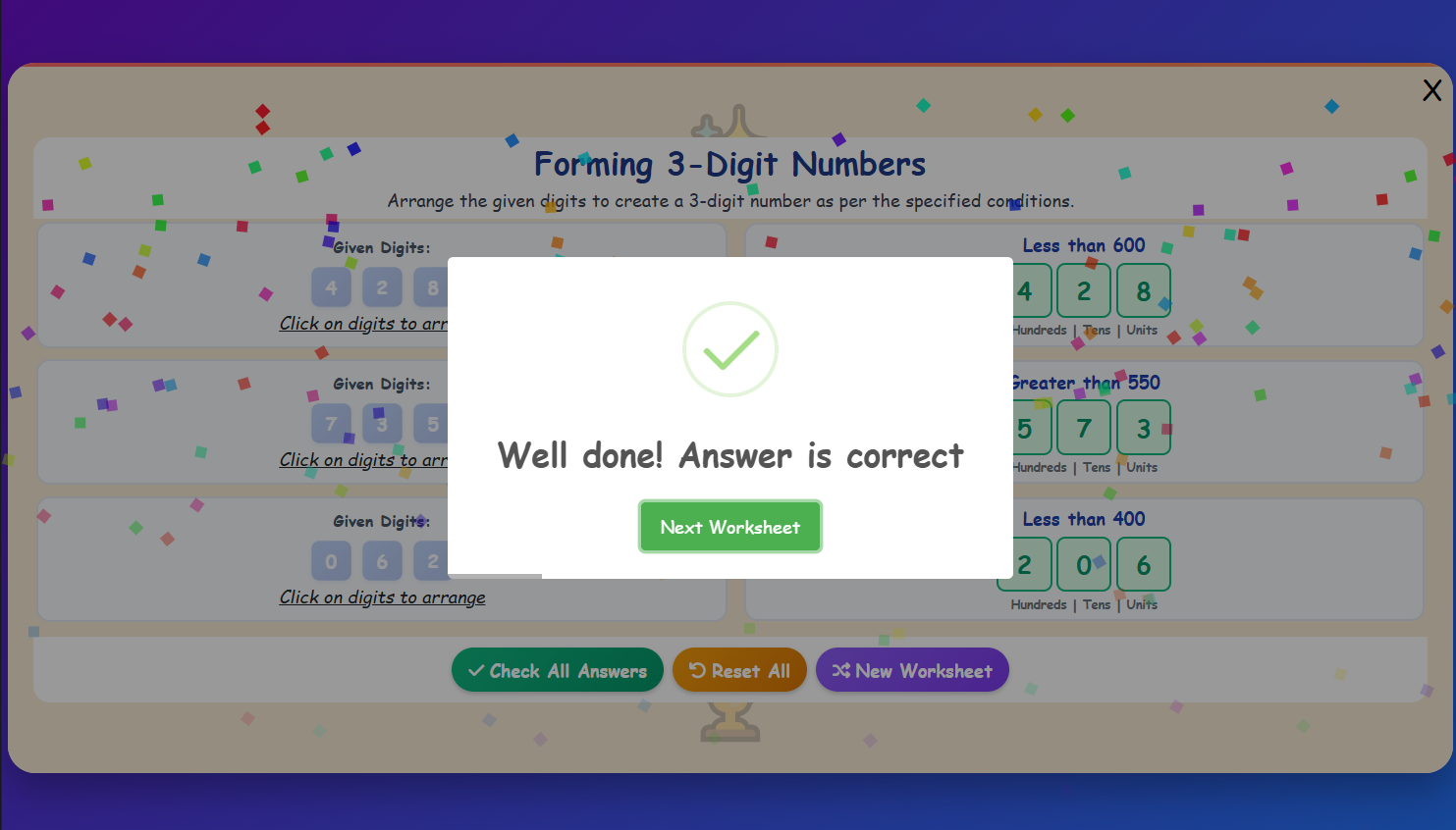 Forming 3 Digit Challenge