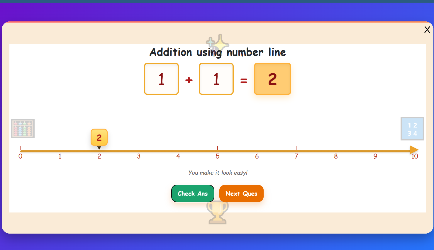 Addition using number line