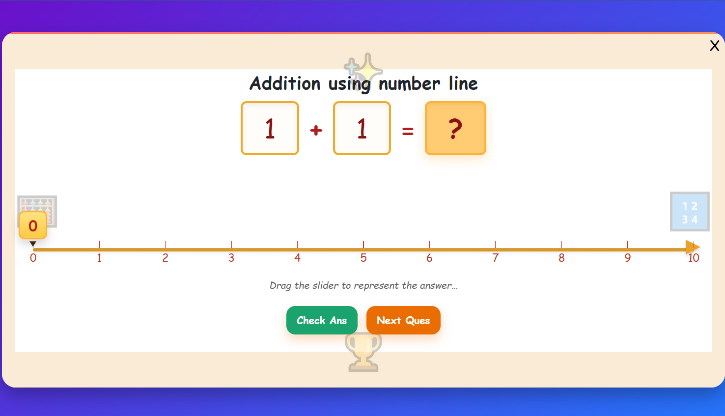 Addition using number line