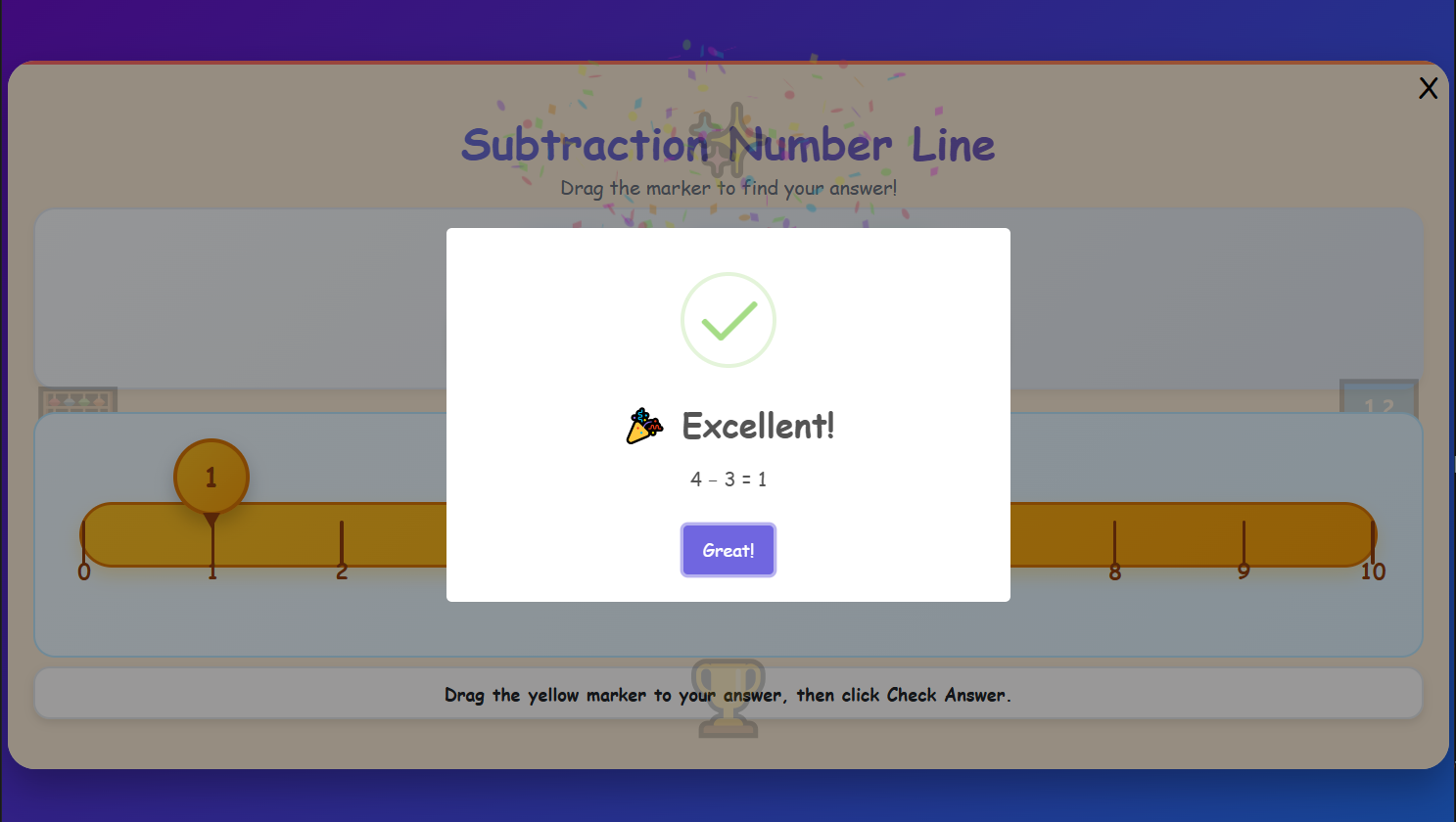 Subtraction using number line