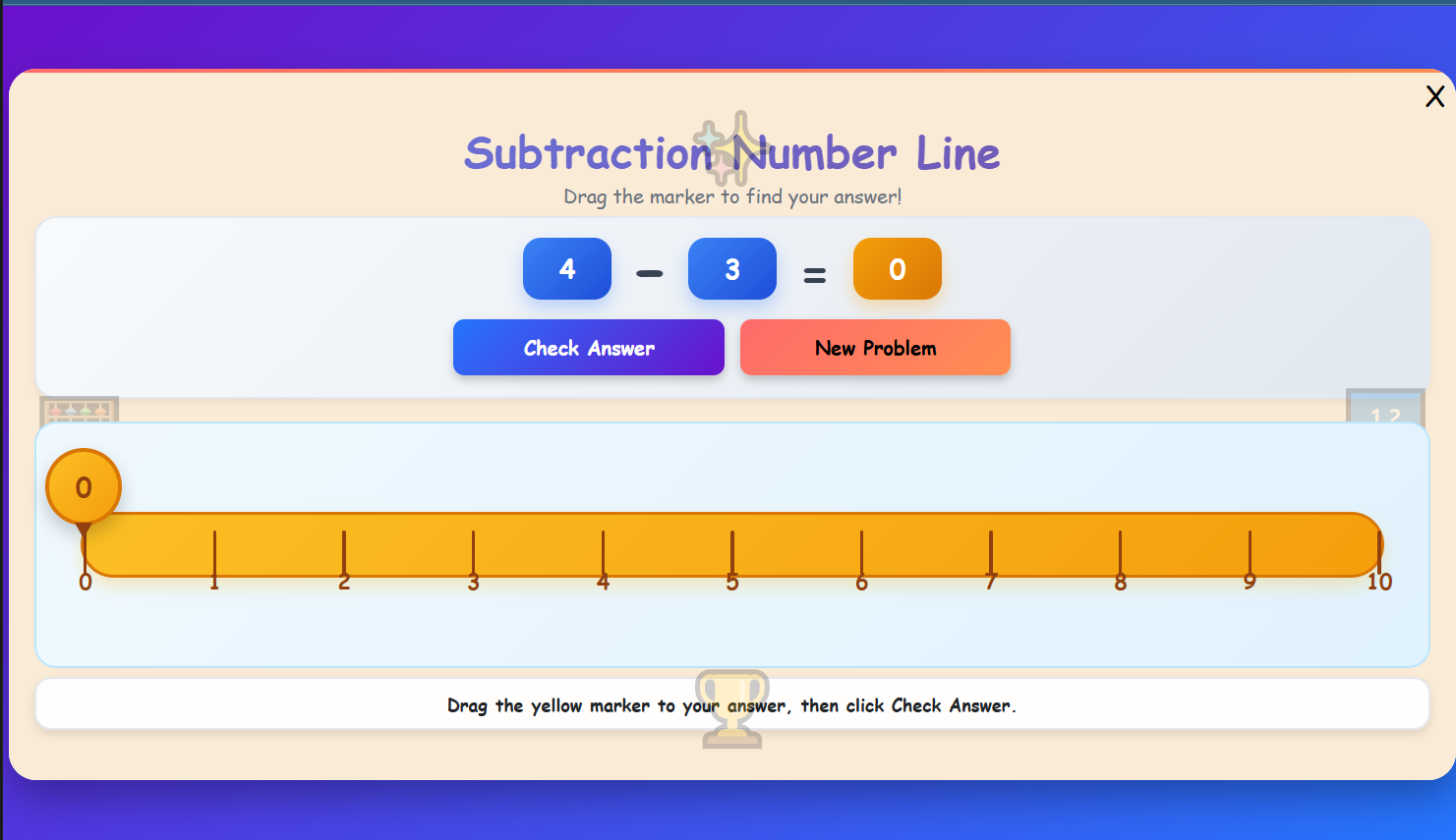 Subtraction using number line