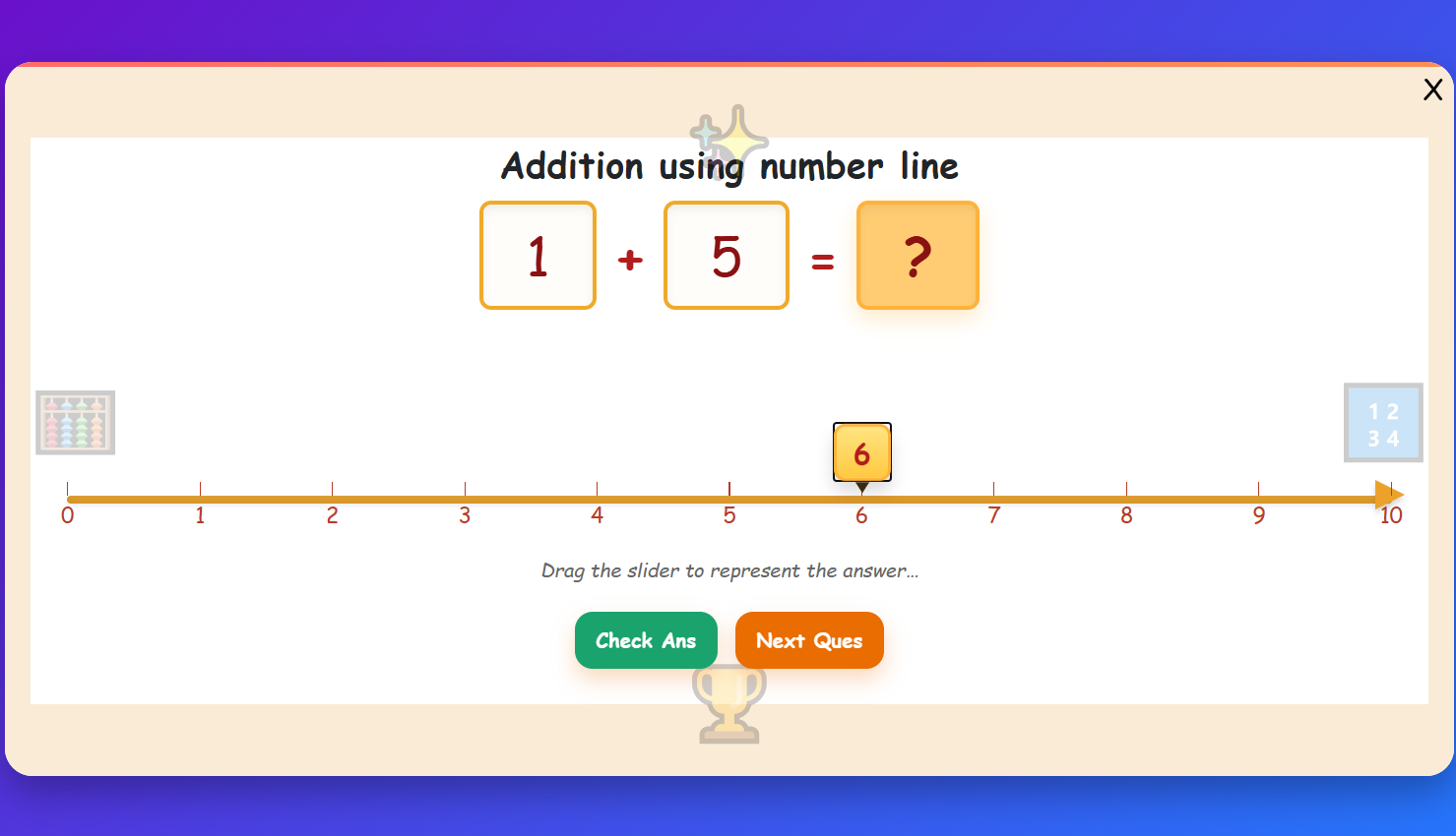 Addition using number line