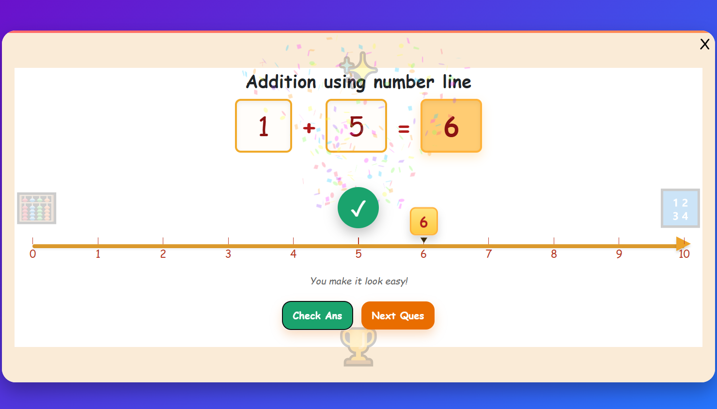 Addition using number line