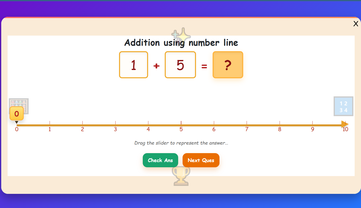 Addition using number line