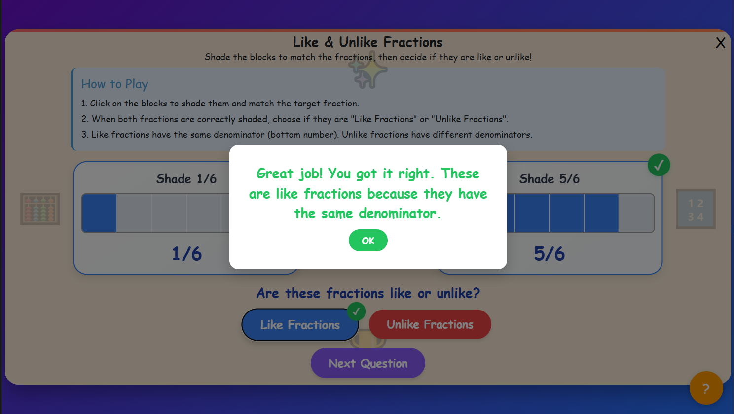 Like-Unlike fractions