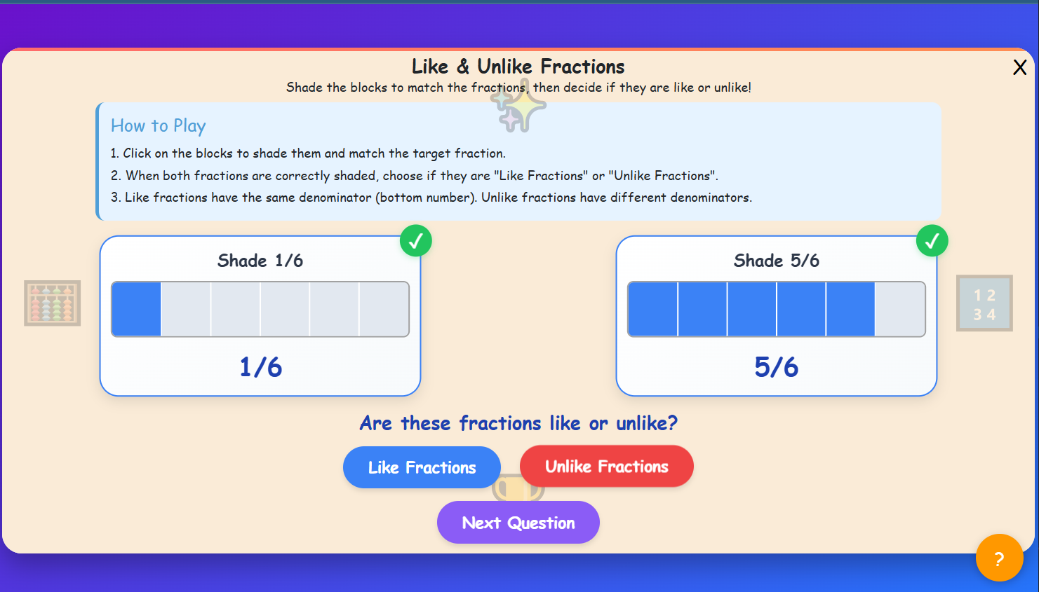 Like-Unlike fractions