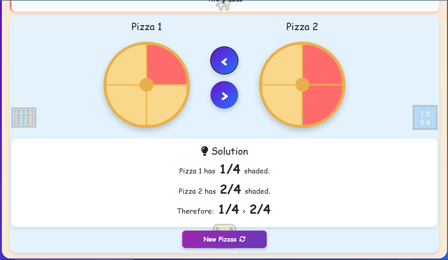 Comparing Fractions with Pizzas