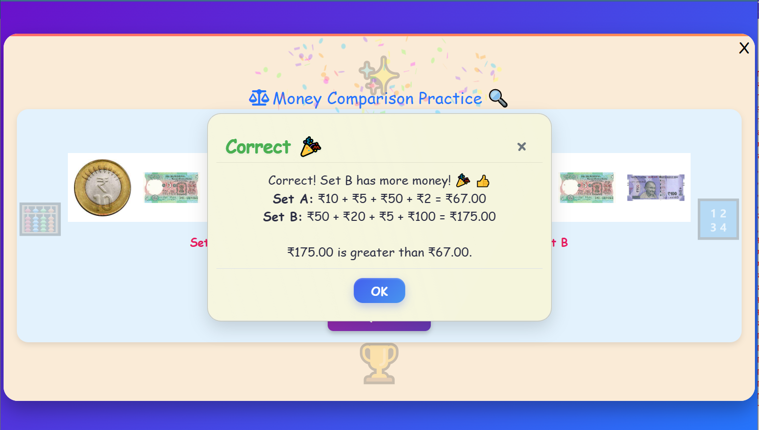 Money Comparison Practice