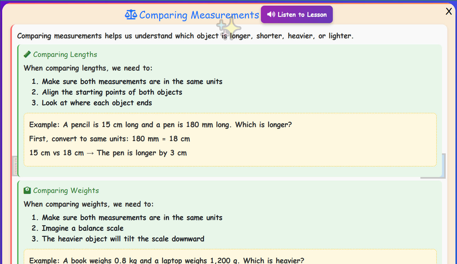 Comparing Measurements Lesson