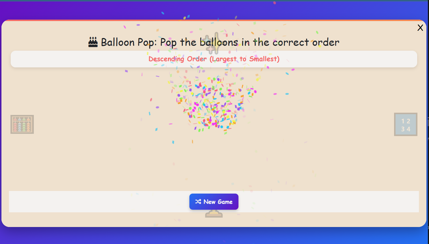 Balloon Pop Number Order