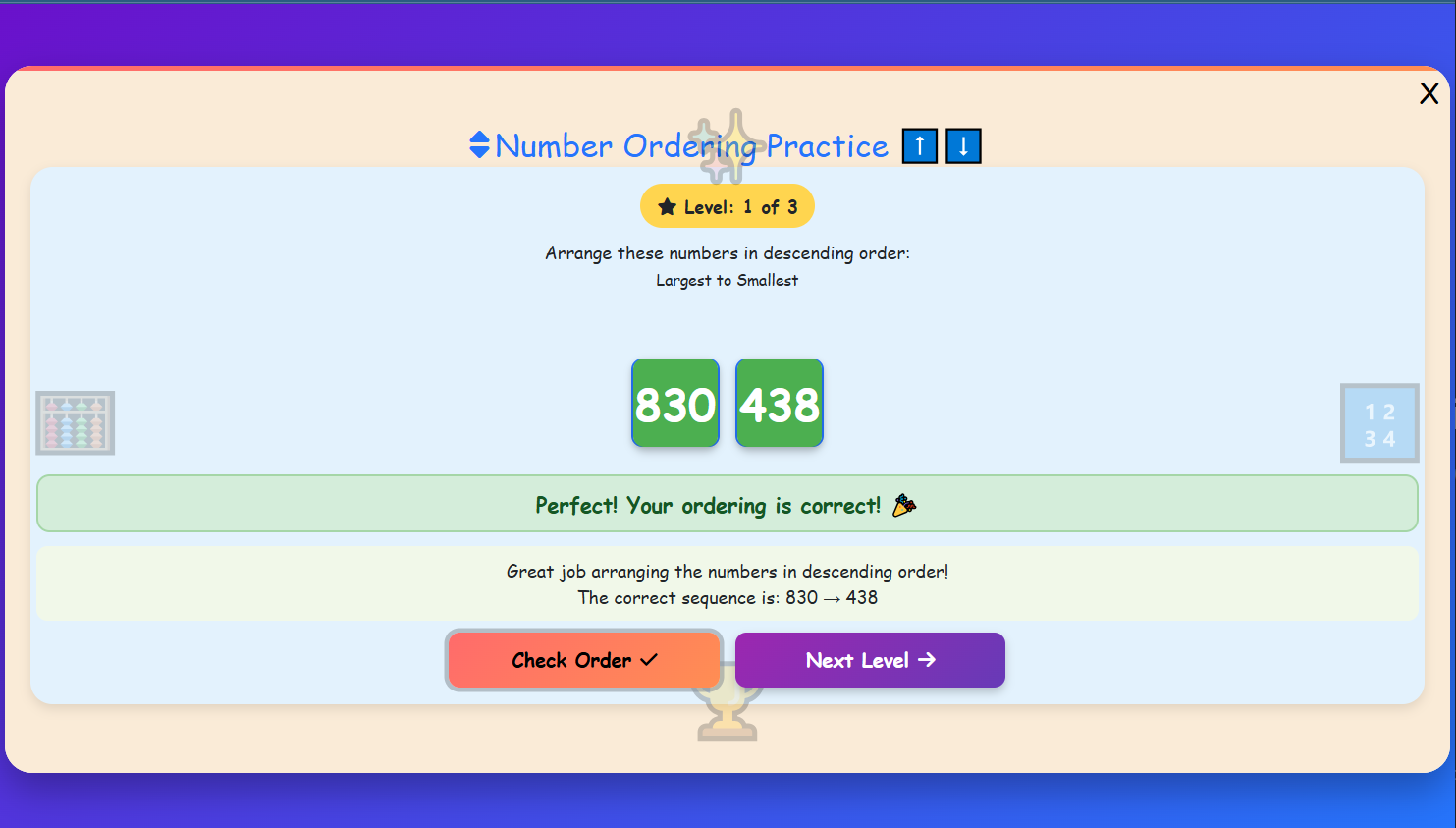 Number Ordering Practice