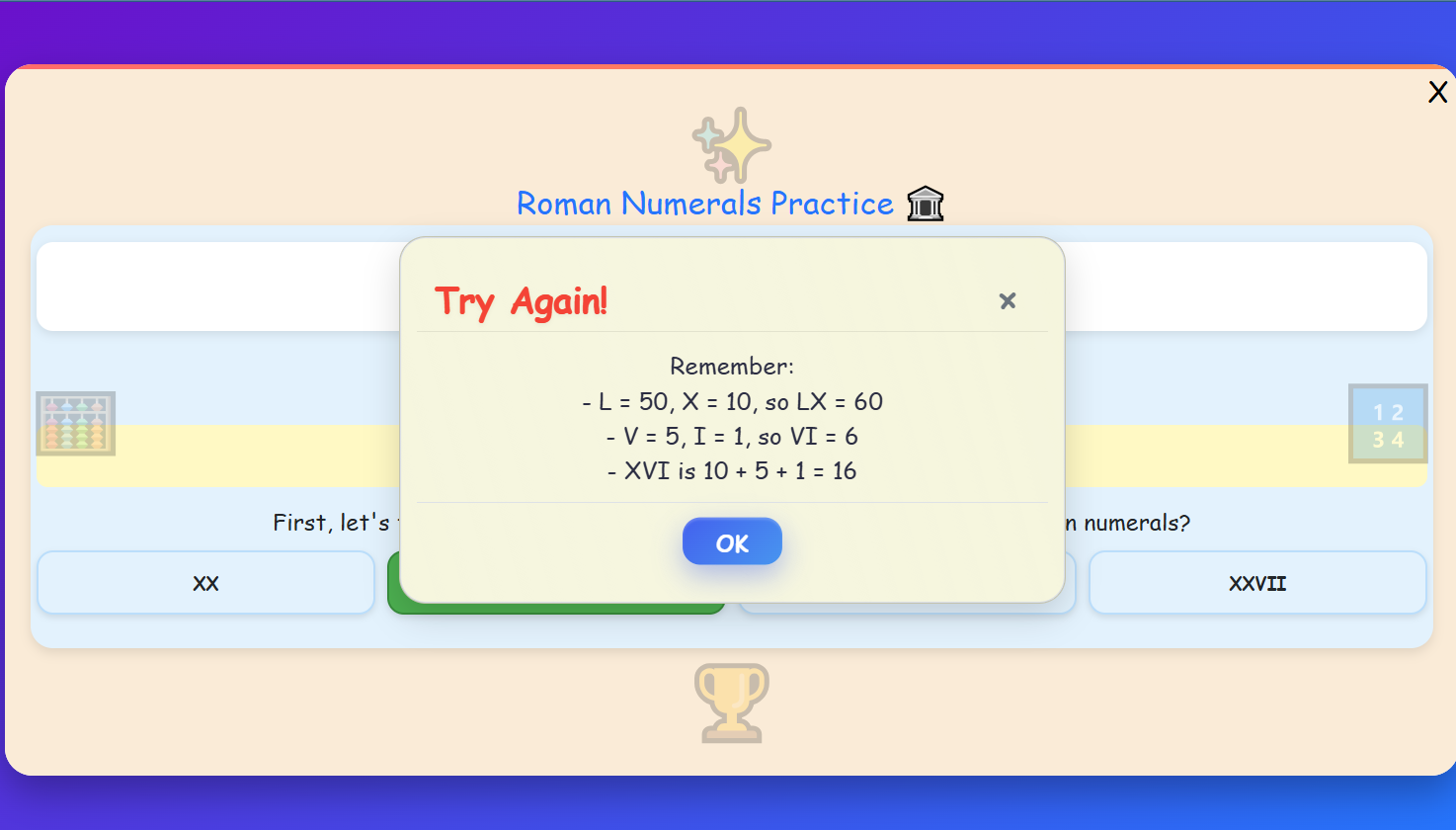 Roman Numerals Practice