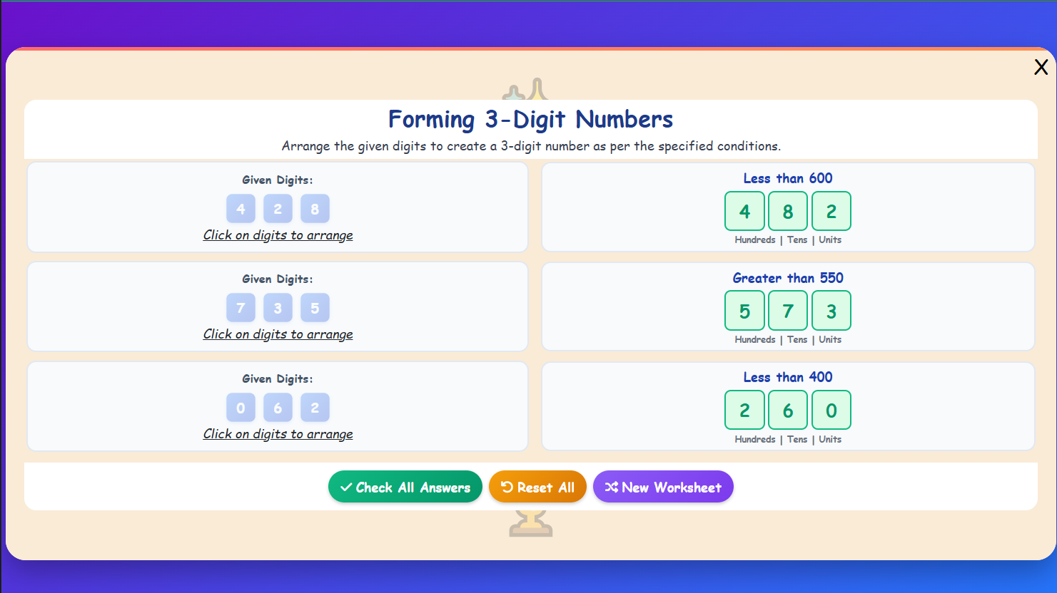 Forming 3 Digit Challenge
