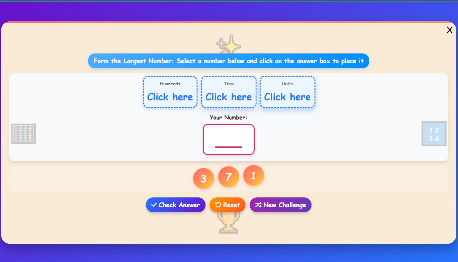 Formation of Numbers Challenge
