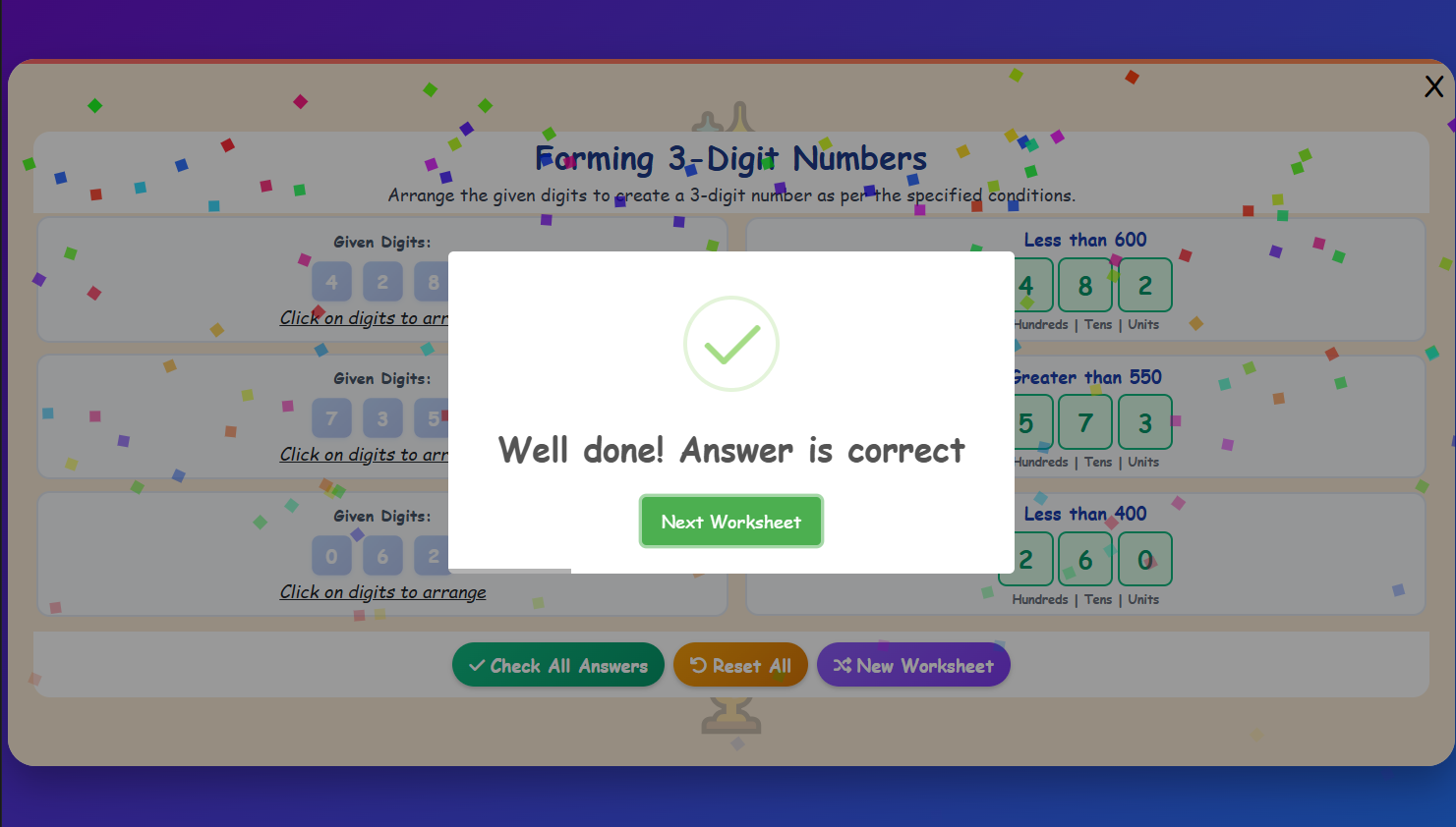 Forming 3 Digit Challenge