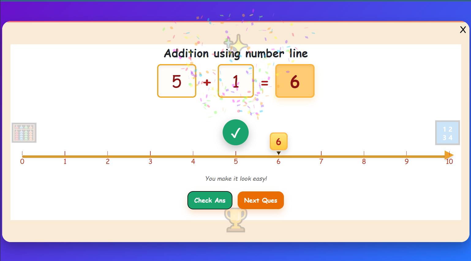 Addition using number line