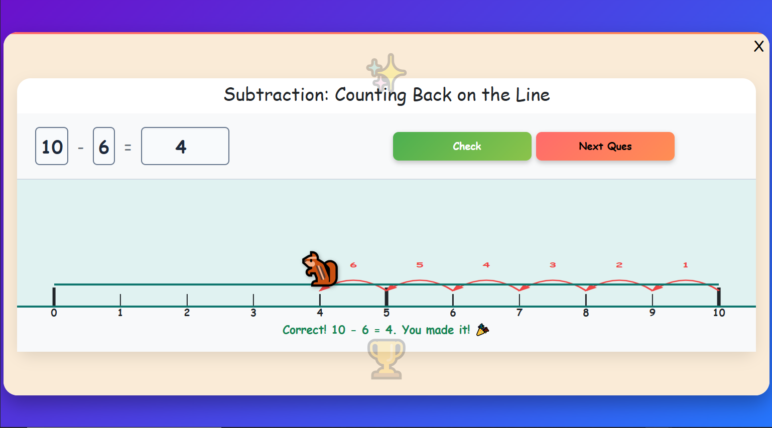 Subtraction: Counting Back on the Line