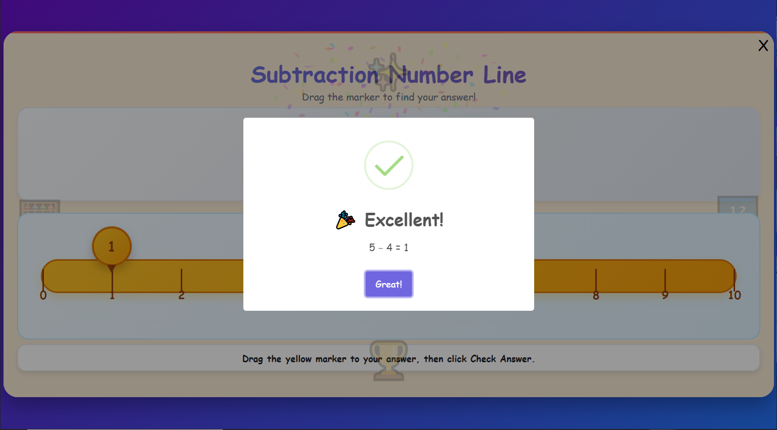 Subtraction using number line